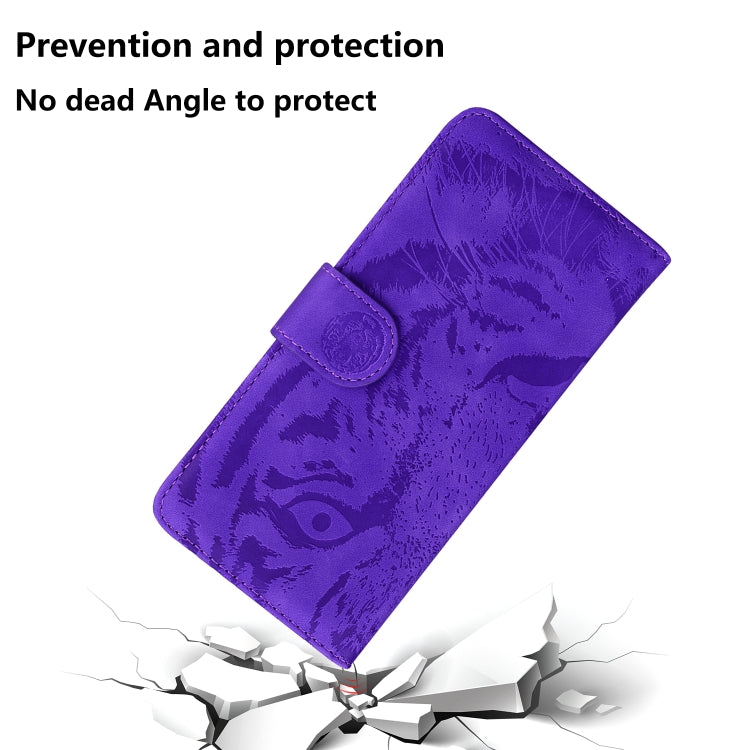 For Google Pixel 9 Tiger Embossing Pattern Flip Leather Phone Case(Purple) - Google Cases by PMC TechLife | Online Shopping South Africa | PMC TechLife | Buy Now Pay Later Mobicred