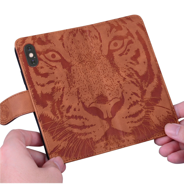 For Google Pixel 9 Tiger Embossing Pattern Flip Leather Phone Case(Brown) - Google Cases by PMC TechLife | Online Shopping South Africa | PMC TechLife | Buy Now Pay Later Mobicred