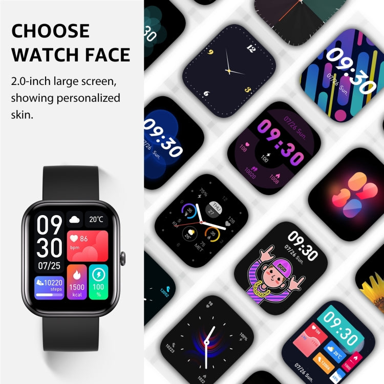 GTS5 2.0 inch Fitness Health Smart Watch, BT Call / Heart Rate / Blood Pressure / MET / Blood Glucose(Black) - Smart Wristbands by PMC TechLife | Online Shopping South Africa | PMC TechLife