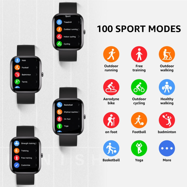 GTS5 2.0 inch Fitness Health Smart Watch, BT Call / Heart Rate / Blood Pressure / MET / Blood Glucose(Black) - Smart Wristbands by PMC TechLife | Online Shopping South Africa | PMC TechLife