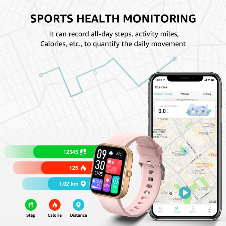 GTS5 2.0 inch Fitness Health Smart Watch, BT Call / Heart Rate / Blood Pressure / MET / Blood Glucose(Rose Gold) - Smart Wristbands by PMC TechLife | Online Shopping South Africa | PMC TechLife