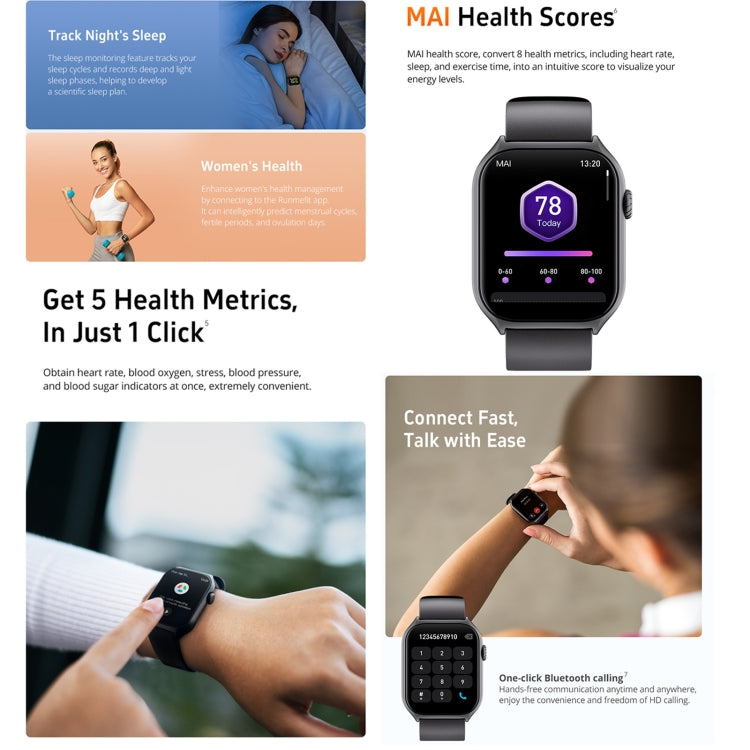 GTS7 2.0 inch Fitness Health Smart Watch, BT Call / Heart Rate / Blood Pressure / MET(Blue) - free shipping - PMC TechLife - Order now!