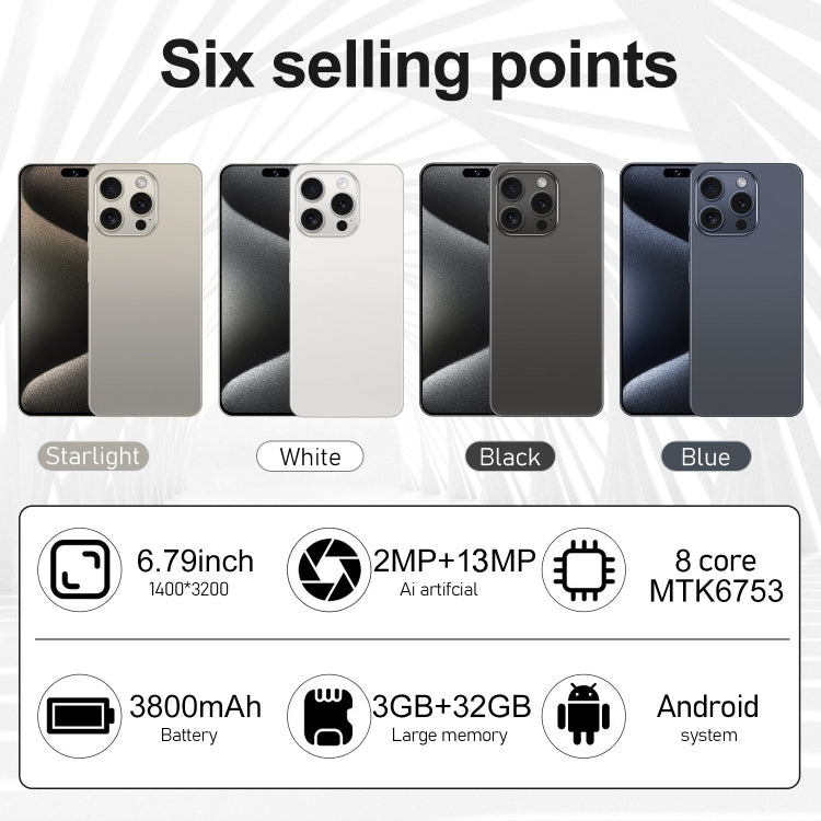 i15 Pro Max / VD1, 3GB+32GB, 6.79 inch Screen, Face Identification, Android 8.1 MTK6753 Octa Core, Network: 4G, Dual SIM(Black) -  by PMC TechLife | Online Shopping South Africa | PMC TechLife