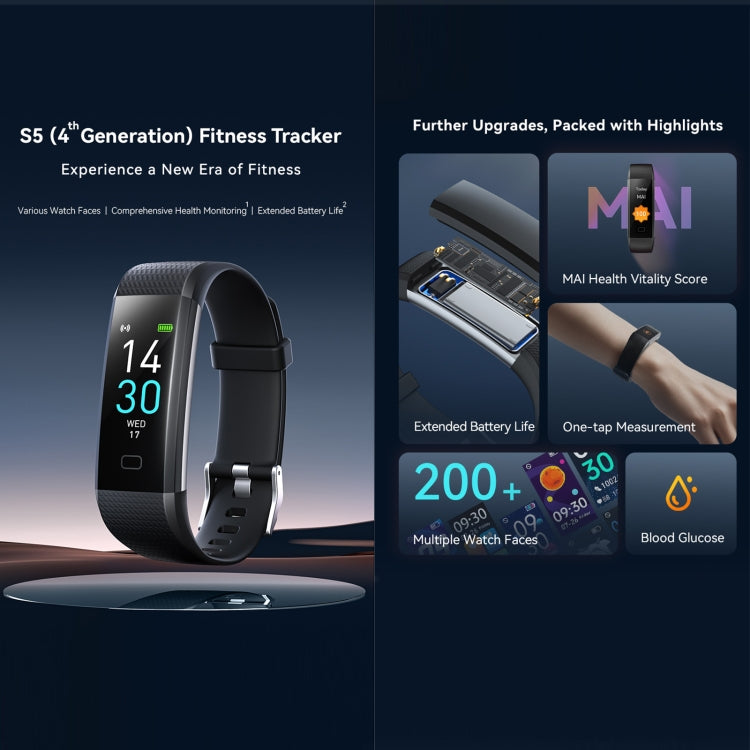 S5-4 Smart Bracelet IP68 Waterproof Heart Rate Sport Fitness Tracker Smart Watch(Blue) - free shipping - PMC TechLife - Order now!