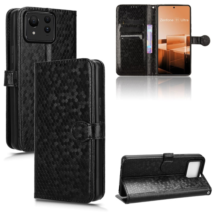 For Asus Zenfone 11 Ultra Honeycomb Dot Texture Leather Phone Case(Black) - ASUS Cases by PMC TechLife | Online Shopping South Africa | PMC TechLife | Buy Now Pay Later Mobicred
