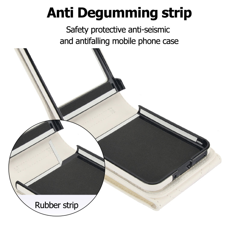 For Motorola Razr 40 Ultra / Razr 2023 V-shaped RFID Card Slot Phone Case with Ring Holder(White) - Motorola Cases by PMC TechLife | Online Shopping South Africa | PMC TechLife | Buy Now Pay Later Mobicred