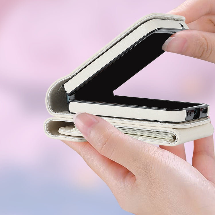 For Motorola Razr 40 Ultra / Razr 2023 V-shaped RFID Card Slot Phone Case with Ring Holder(White) - Motorola Cases by PMC TechLife | Online Shopping South Africa | PMC TechLife | Buy Now Pay Later Mobicred
