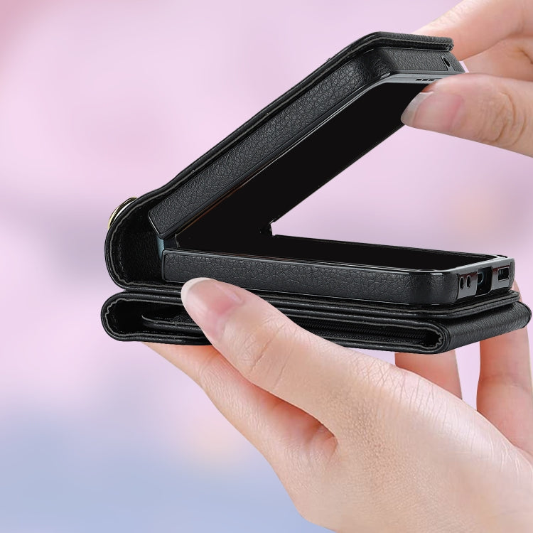 For Motorola Razr 40 Ultra / Razr 2023 V-shaped RFID Card Slot Phone Case with Ring Holder(Black) - Motorola Cases by PMC TechLife | Online Shopping South Africa | PMC TechLife | Buy Now Pay Later Mobicred