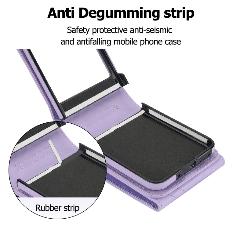 For Motorola Razr 40 Ultra / Razr 2023 V-shaped RFID Card Slot Phone Case with Ring Holder(Purple) - Motorola Cases by PMC TechLife | Online Shopping South Africa | PMC TechLife | Buy Now Pay Later Mobicred