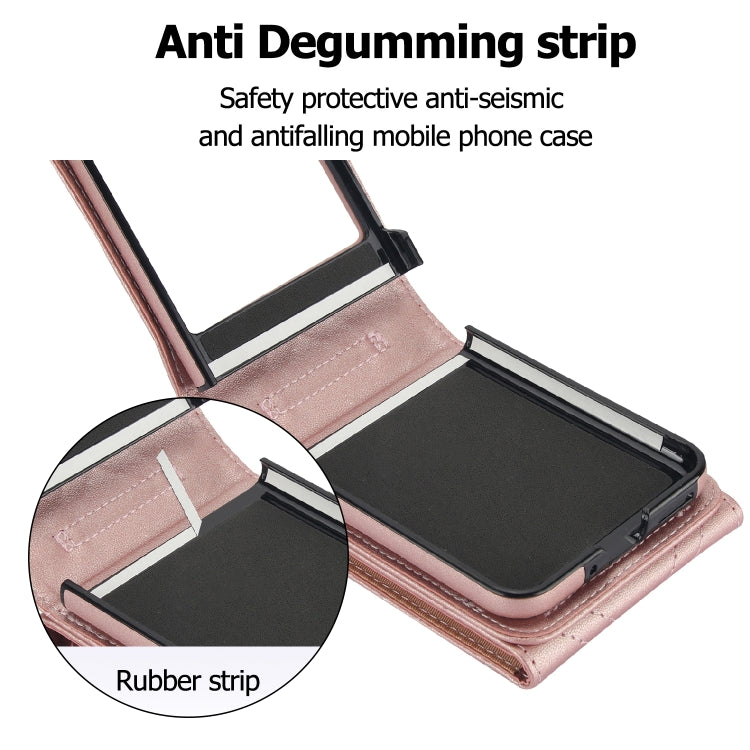 For Motorola Razr 40 Ultra / Razr 2023 V-shaped RFID Card Slot Phone Case with Ring Holder(Rose Gold) - Motorola Cases by PMC TechLife | Online Shopping South Africa | PMC TechLife | Buy Now Pay Later Mobicred