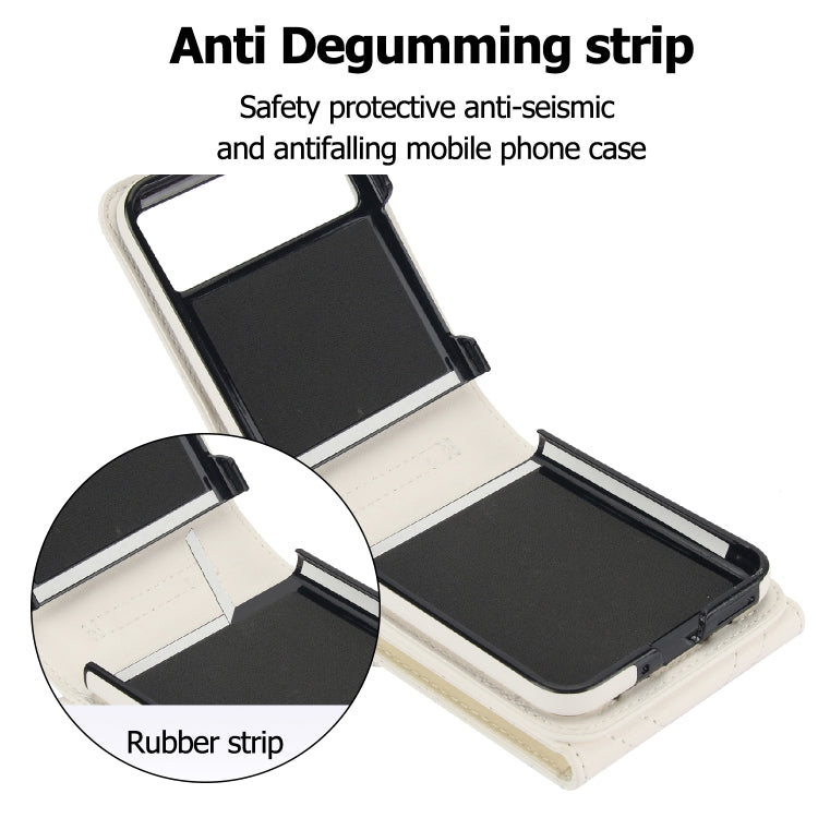 For Motorola Razr 40 V-shaped RFID Card Slot Phone Case with Ring Holder(White) - Motorola Cases by PMC TechLife | Online Shopping South Africa | PMC TechLife | Buy Now Pay Later Mobicred