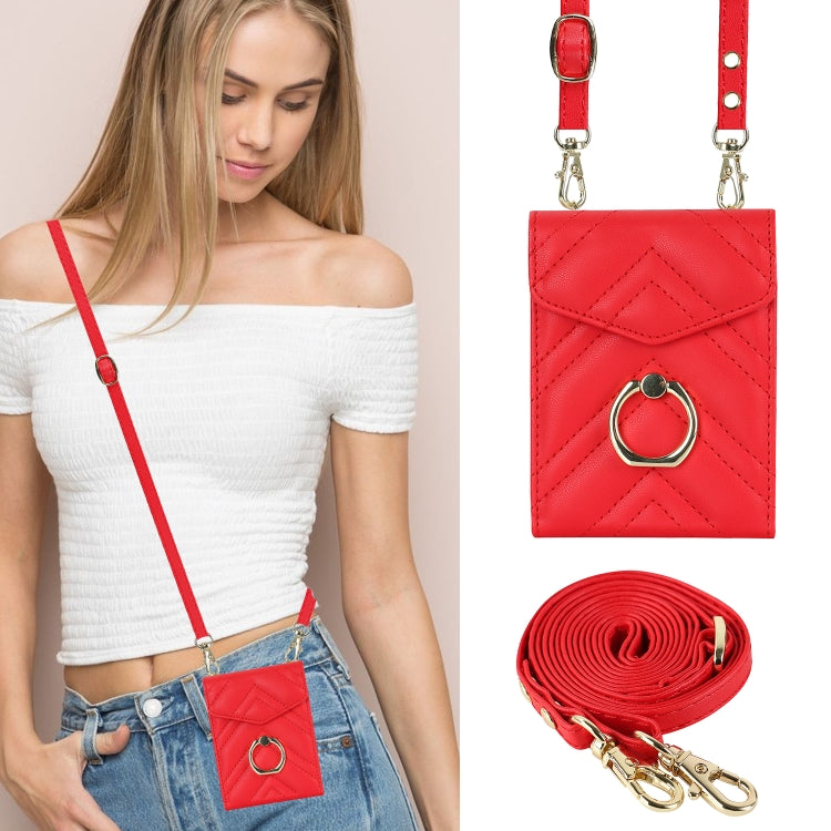 For Motorola Razr 40 V-shaped RFID Card Slot Phone Case with Ring Holder(Red) - Motorola Cases by PMC TechLife | Online Shopping South Africa | PMC TechLife | Buy Now Pay Later Mobicred