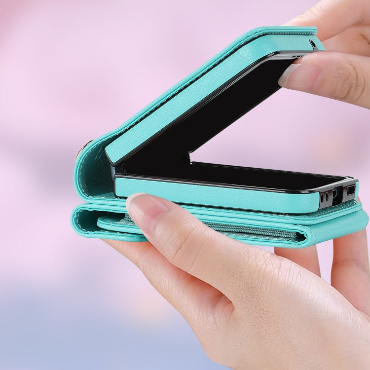 For Motorola Razr 40 V-shaped RFID Card Slot Phone Case with Ring Holder(Green) - Motorola Cases by PMC TechLife | Online Shopping South Africa | PMC TechLife | Buy Now Pay Later Mobicred