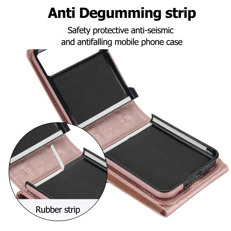 For Motorola Razr 40 V-shaped RFID Card Slot Phone Case with Ring Holder(Rose Gold) - Motorola Cases by PMC TechLife | Online Shopping South Africa | PMC TechLife | Buy Now Pay Later Mobicred