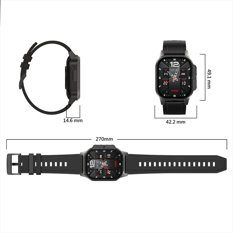 LEMFO DM62 2.13 inch AMOLED Square Screen Smart Watch Android 8.1, Specification:2GB+16GB(Black) - free shipping - PMC TechLife - Order now!