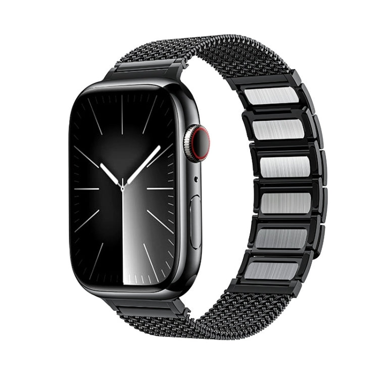For Apple Watch Series 4 44mm Magnetic Clasp Braided Chain Stainless Steel Watch Band(Black) - Watch Bands by PMC TechLife | Online Shopping South Africa | PMC TechLife | Buy Now Pay Later Mobicred