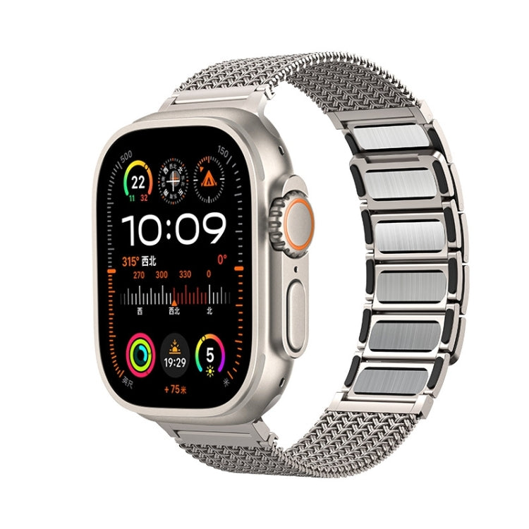 For Apple Watch Series 4 44mm Magnetic Clasp Braided Chain Stainless Steel Watch Band(Frosted Gold) - Watch Bands by PMC TechLife | Online Shopping South Africa | PMC TechLife