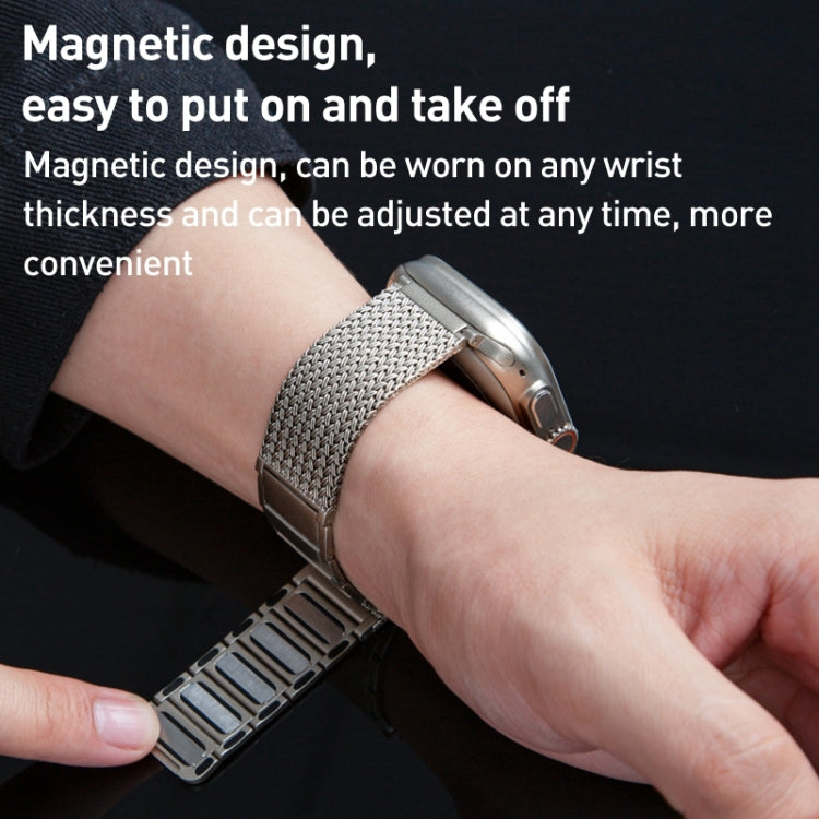 For Apple Watch SE 2023 44mm Magnetic Clasp Braided Chain Stainless Steel Watch Band(Silver) - Watch Bands by PMC TechLife | Online Shopping South Africa | PMC TechLife