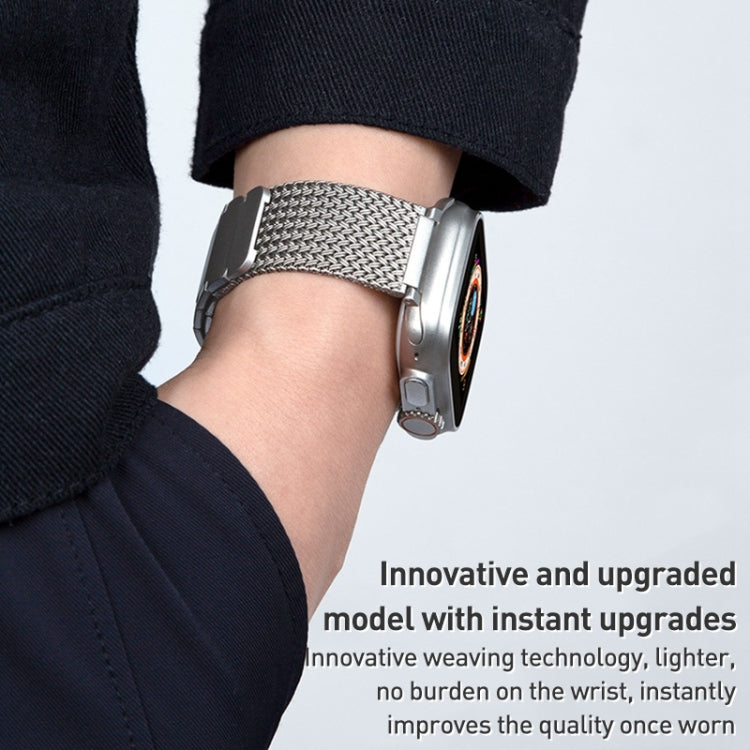 For Apple Watch SE 2022 44mm Magnetic Clasp Braided Chain Stainless Steel Watch Band(Frosted Gold) - Watch Bands by PMC TechLife | Online Shopping South Africa | PMC TechLife