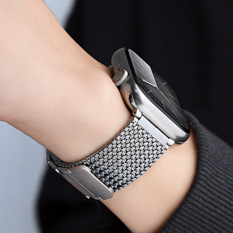 For Apple Watch 38mm Magnetic Clasp Braided Chain Stainless Steel Watch Band(Silver) - Watch Bands by PMC TechLife | Online Shopping South Africa | PMC TechLife