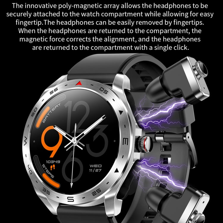 T95 1.52 inch BT5.0 Smart Sport Watch with Earbuds, Support Bluetooth Call / Blood Oxygen / Heart Rate / Blood Pressure Health Monitor(Silver) - Smart Watches by PMC TechLife | Online Shopping South Africa | PMC TechLife