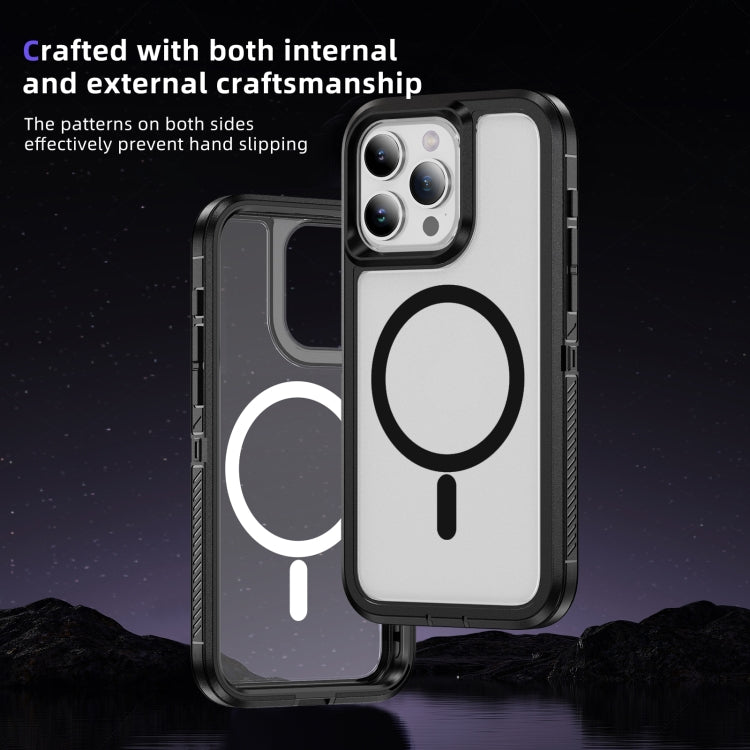 For iPhone 13 Pro Max Guard Magsafe Magnetic Ring Matte Phone Case(Black+Transparent) - iPhone 13 Pro Max Cases by PMC TechLife | Online Shopping South Africa | PMC TechLife