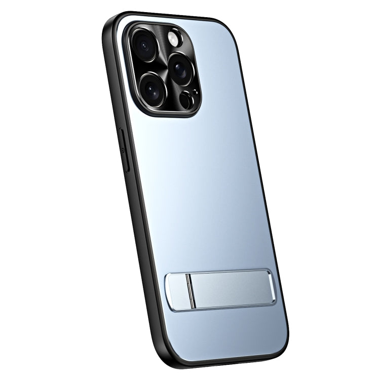 For iPhone 15 Pro R-JUST RJ-61 Electroplating Frosted TPU + PC Phone Case with Holder(Blue) - iPhone 15 Pro Cases by R-JUST | Online Shopping South Africa | PMC TechLife