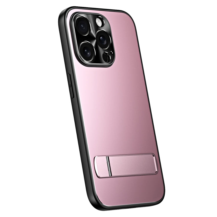 For iPhone 15 Pro Max R-JUST RJ-61 Electroplating Frosted TPU + PC Phone Case with Holder(Pink) - iPhone 15 Pro Max Cases by R-JUST | Online Shopping South Africa | PMC TechLife | Buy Now Pay Later Mobicred