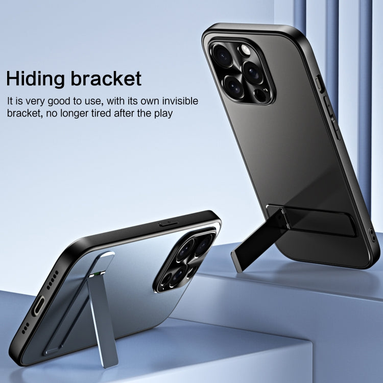 For iPhone 14 R-JUST RJ-61 Electroplating Frosted TPU + PC Phone Case with Holder(Pink) - iPhone 14 Cases by R-JUST | Online Shopping South Africa | PMC TechLife | Buy Now Pay Later Mobicred