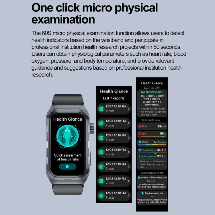 TK79 1.47 inch IP68 Waterproof Smart Watch, Support ECG / Blood Glucose / Blood Oxygen Monitoring / Uric Acid(Blue) - Smart Wristbands by PMC TechLife | Online Shopping South Africa | PMC TechLife | Buy Now Pay Later Mobicred