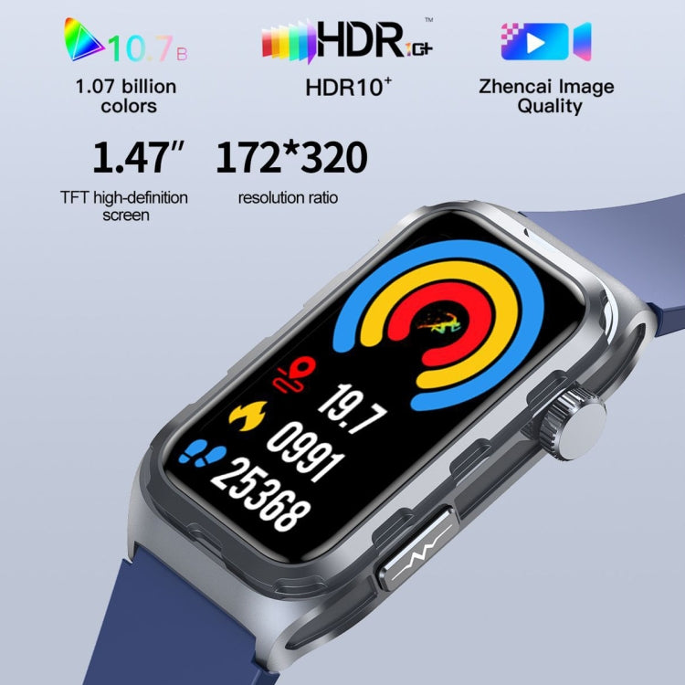 TK79 1.47 inch IP68 Waterproof Smart Watch, Support ECG / Blood Glucose / Blood Oxygen Monitoring / Uric Acid(Black) - Smart Wristbands by PMC TechLife | Online Shopping South Africa | PMC TechLife | Buy Now Pay Later Mobicred