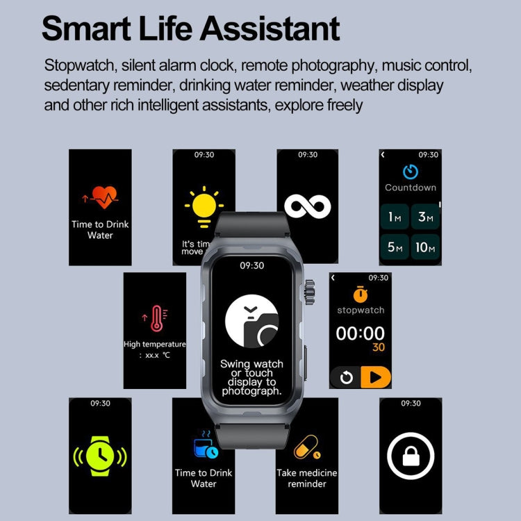 TK79 1.47 inch IP68 Waterproof Smart Watch, Support ECG / Blood Glucose / Blood Oxygen Monitoring / Uric Acid(Black) - Smart Wristbands by PMC TechLife | Online Shopping South Africa | PMC TechLife | Buy Now Pay Later Mobicred