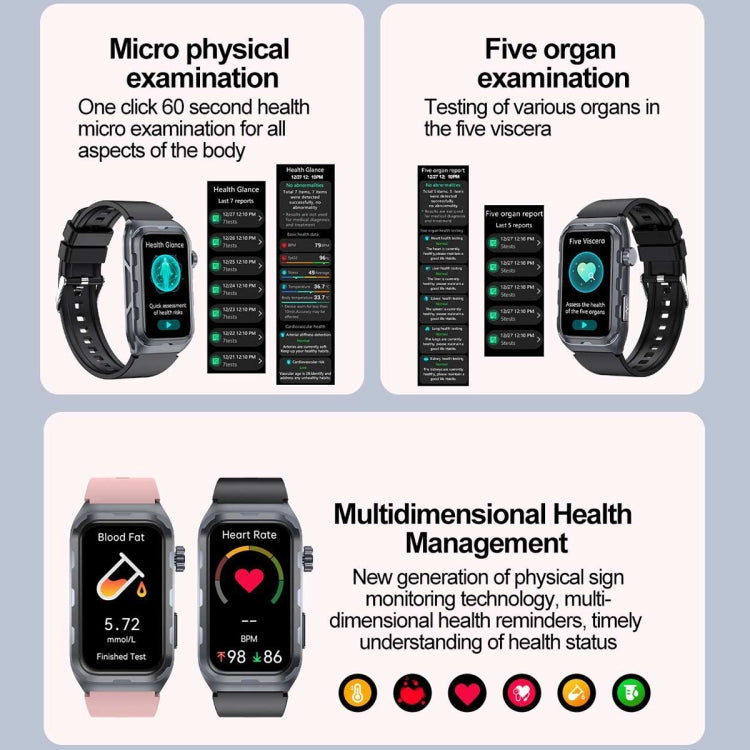 TK79 1.47 inch IP68 Waterproof Smart Watch, Support ECG / Blood Glucose / Blood Oxygen Monitoring / Uric Acid(Blue) - Smart Wristbands by PMC TechLife | Online Shopping South Africa | PMC TechLife | Buy Now Pay Later Mobicred