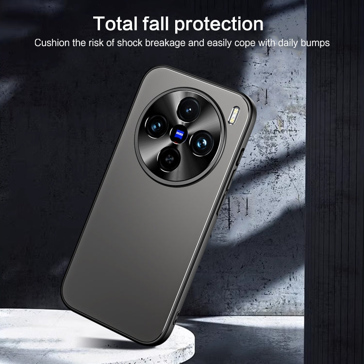 For vivo X100 / X100 Pro R-JUST RJ-61 Electroplating Frosted TPU + PC Phone Case with Holder(Blue) - vivo Cases by R-JUST | Online Shopping South Africa | PMC TechLife | Buy Now Pay Later Mobicred