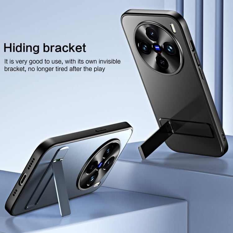 For vivo X100 / X100 Pro R-JUST RJ-61 Electroplating Frosted TPU + PC Phone Case with Holder(Blue) - vivo Cases by R-JUST | Online Shopping South Africa | PMC TechLife | Buy Now Pay Later Mobicred