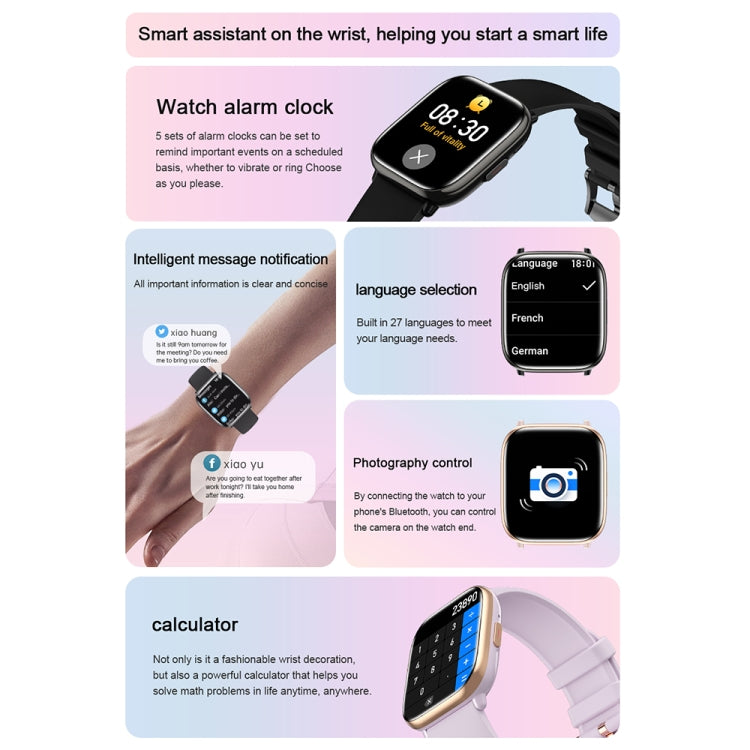 HD12 1.75 inch IP68 Waterproof Smart Watch, Support Blood Oxygen Monitoring(Pink) - Smart Wristbands by PMC TechLife | Online Shopping South Africa | PMC TechLife | Buy Now Pay Later Mobicred