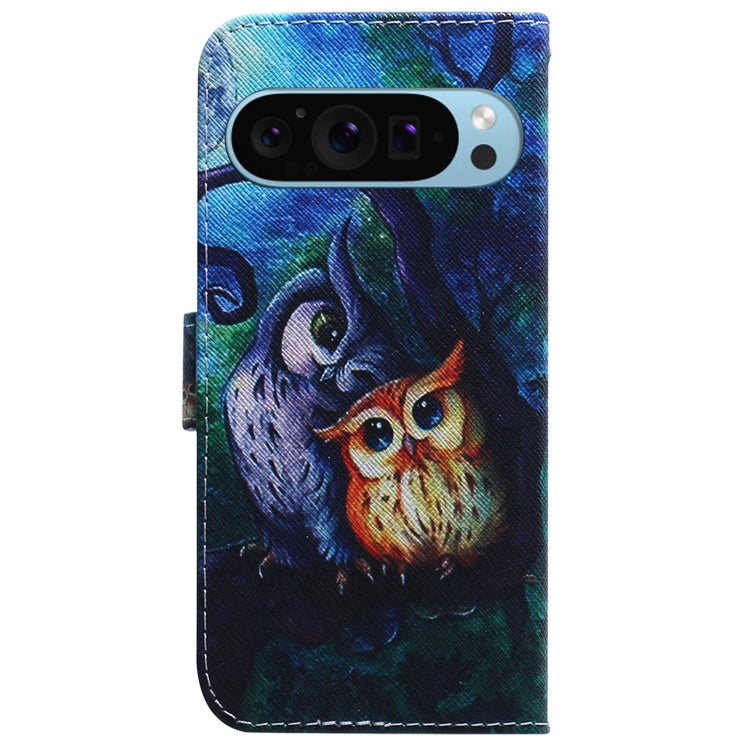 For Google Pixel 9 Pro Coloured Drawing Flip Leather Phone Case(Oil Painting Owl) - Google Cases by PMC TechLife | Online Shopping South Africa | PMC TechLife | Buy Now Pay Later Mobicred