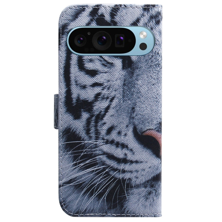 For Google Pixel 9 Pro Coloured Drawing Flip Leather Phone Case(Tiger) - Google Cases by PMC TechLife | Online Shopping South Africa | PMC TechLife | Buy Now Pay Later Mobicred