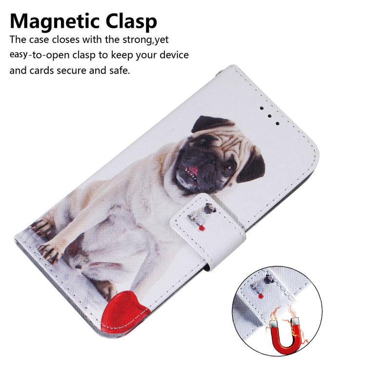 For Google Pixel 9 Pro Coloured Drawing Flip Leather Phone Case(Pug) - Google Cases by PMC TechLife | Online Shopping South Africa | PMC TechLife | Buy Now Pay Later Mobicred