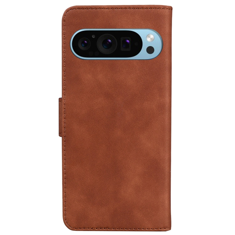 For Google Pixel 9 Pro Skin Feel Pure Color Flip Leather Phone Case(Brown) - Google Cases by PMC TechLife | Online Shopping South Africa | PMC TechLife | Buy Now Pay Later Mobicred