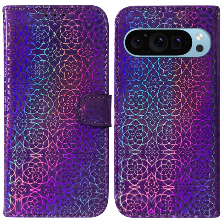 For Google Pixel 9 Pro Colorful Magnetic Buckle Leather Phone Case(Purple) - Google Cases by PMC TechLife | Online Shopping South Africa | PMC TechLife | Buy Now Pay Later Mobicred