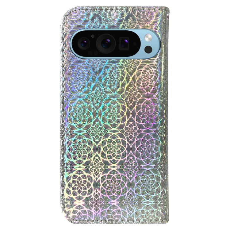 For Google Pixel 9 Pro Colorful Magnetic Buckle Leather Phone Case(Silver) - Google Cases by PMC TechLife | Online Shopping South Africa | PMC TechLife | Buy Now Pay Later Mobicred