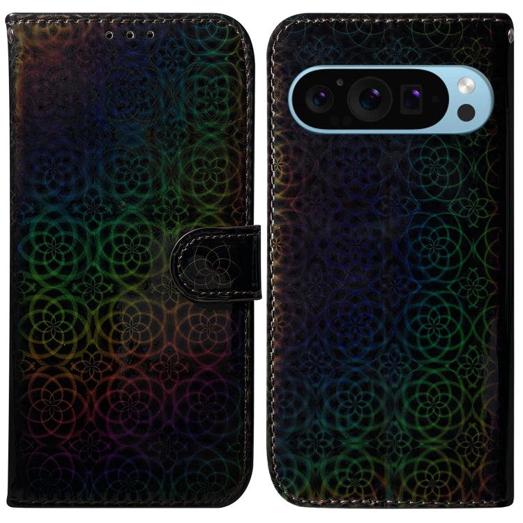 For Google Pixel 9 Pro Colorful Magnetic Buckle Leather Phone Case(Black) - Google Cases by PMC TechLife | Online Shopping South Africa | PMC TechLife | Buy Now Pay Later Mobicred