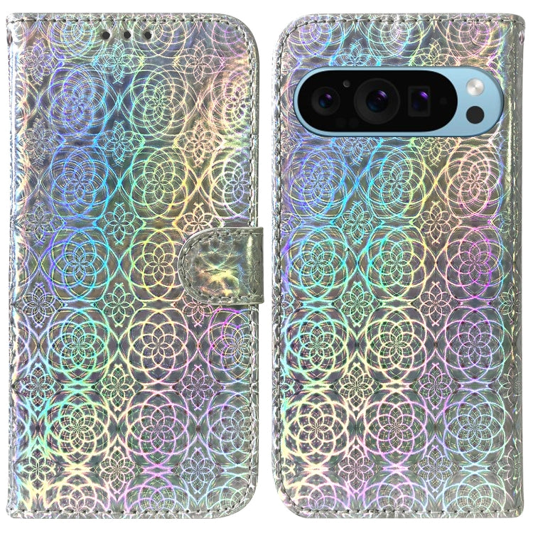 For Google Pixel 9 Colorful Magnetic Buckle Leather Phone Case(Silver) - Google Cases by PMC TechLife | Online Shopping South Africa | PMC TechLife | Buy Now Pay Later Mobicred