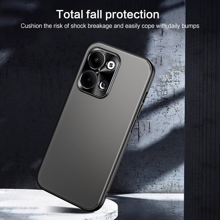 For OPPO Reno9 / Reno9 Pro R-JUST RJ-61 Electroplating Frosted TPU + PC Phone Case(Blue) - OPPO Cases by R-JUST | Online Shopping South Africa | PMC TechLife | Buy Now Pay Later Mobicred