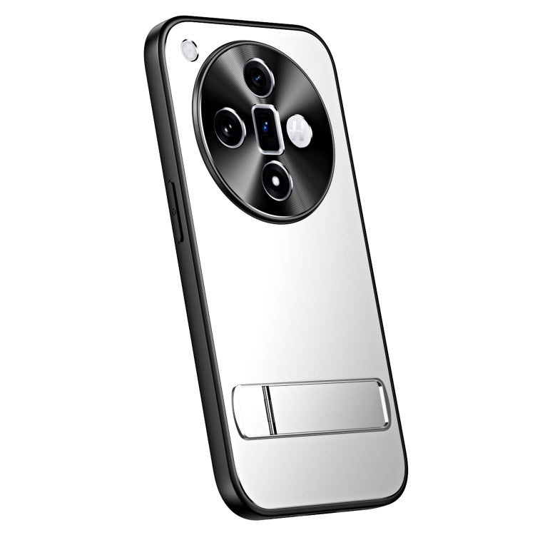 For OPPO Find X7 R-JUST RJ-61 Electroplating Frosted TPU + PC Phone Case with Holder(Silver) - OPPO Cases by R-JUST | Online Shopping South Africa | PMC TechLife | Buy Now Pay Later Mobicred
