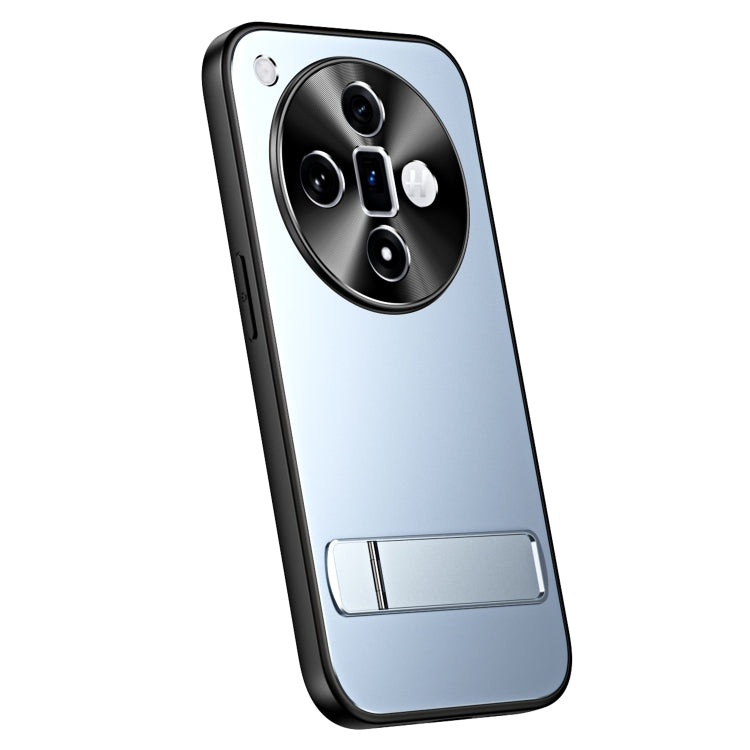 For OPPO Find X7 R-JUST RJ-61 Electroplating Frosted TPU + PC Phone Case with Holder(Blue) - OPPO Cases by R-JUST | Online Shopping South Africa | PMC TechLife | Buy Now Pay Later Mobicred
