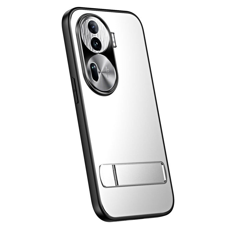For OPPO Reno11 Pro Global R-JUST RJ-61 Electroplating Frosted TPU + PC Phone Case with Holder(Silver) - OPPO Cases by R-JUST | Online Shopping South Africa | PMC TechLife | Buy Now Pay Later Mobicred