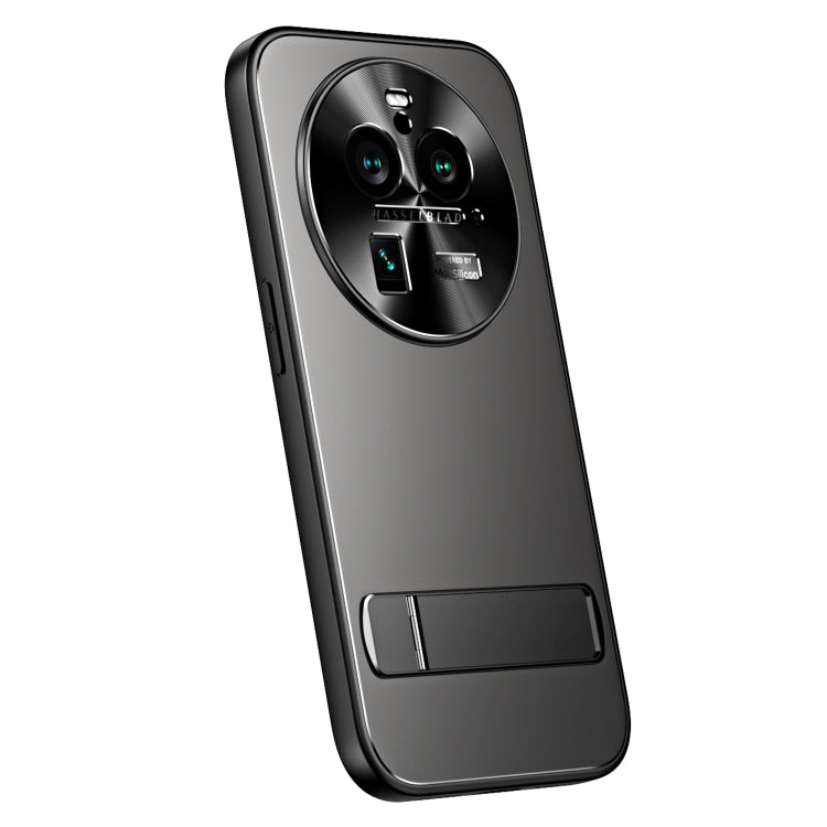 For OPPO Find X6 R-JUST RJ-61 Electroplating Frosted TPU + PC Phone Case with Holder(Grey) - OPPO Cases by R-JUST | Online Shopping South Africa | PMC TechLife