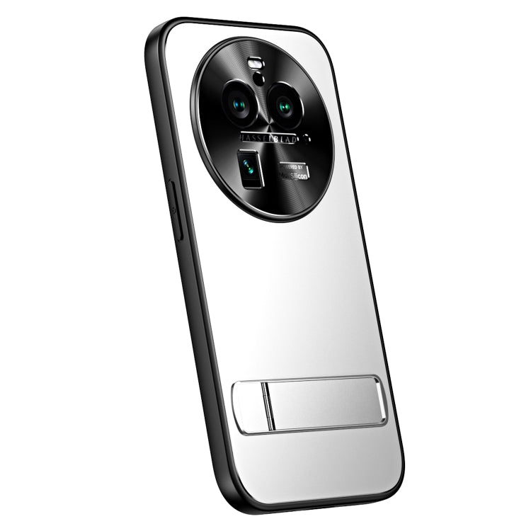 For OPPO Find X6 R-JUST RJ-61 Electroplating Frosted TPU + PC Phone Case with Holder(Silver) - OPPO Cases by R-JUST | Online Shopping South Africa | PMC TechLife | Buy Now Pay Later Mobicred